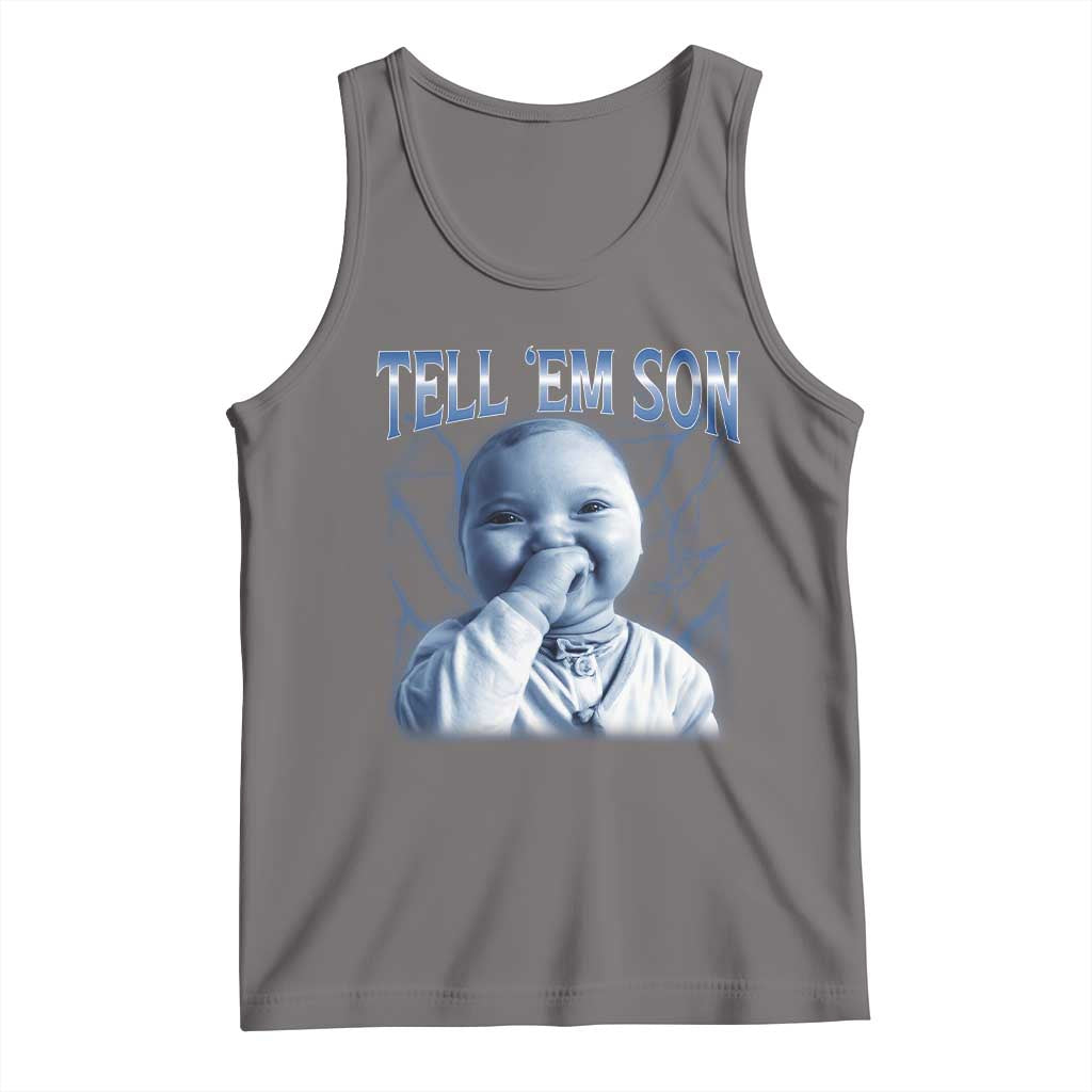 Funny Giggling Niche Baby Is Calling Tank Top Tuff Baby AI Laughing Gen Alpha Meme TS02 Deep Heather Print Your Wear