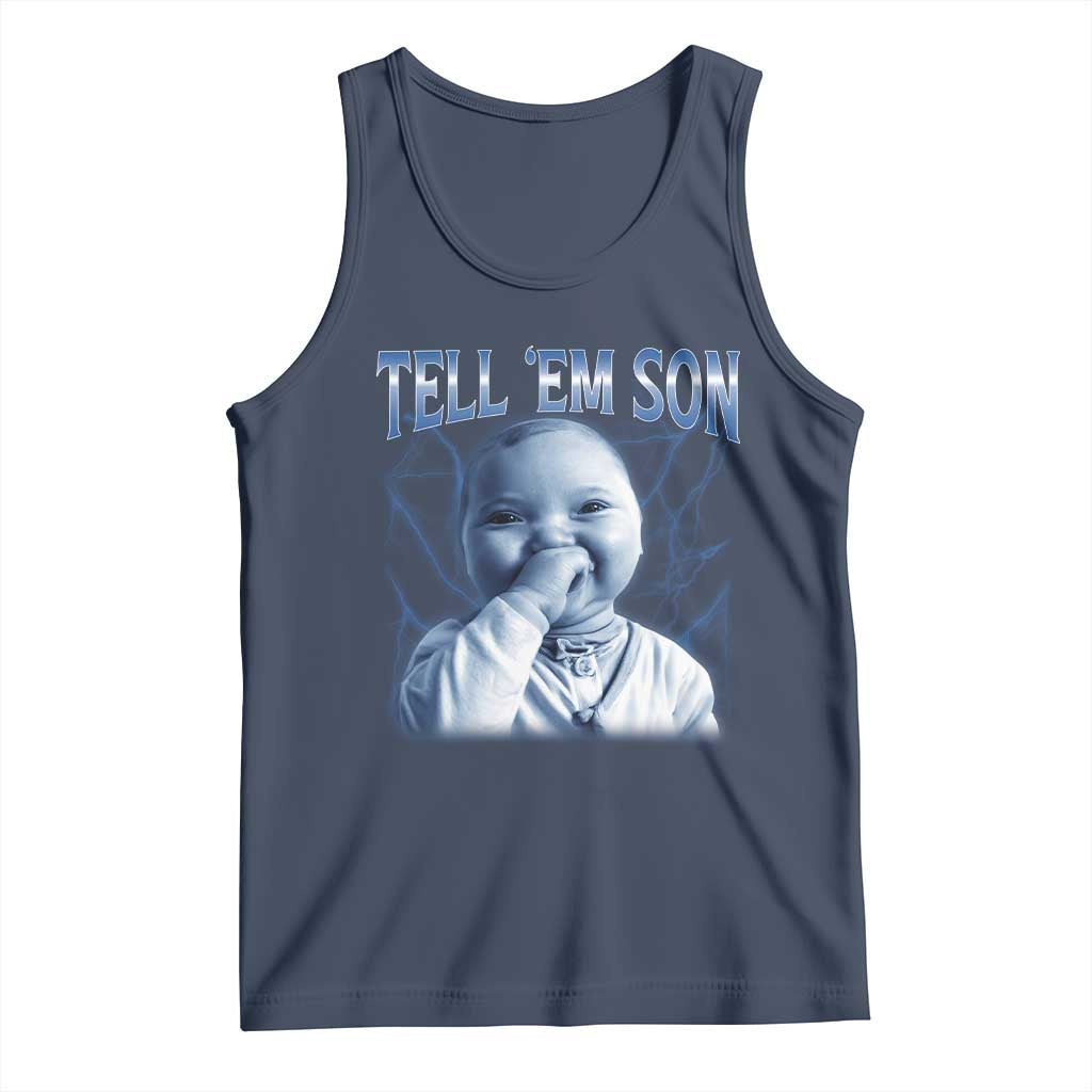 Funny Giggling Niche Baby Is Calling Tank Top Tuff Baby AI Laughing Gen Alpha Meme TS02 Navy Print Your Wear