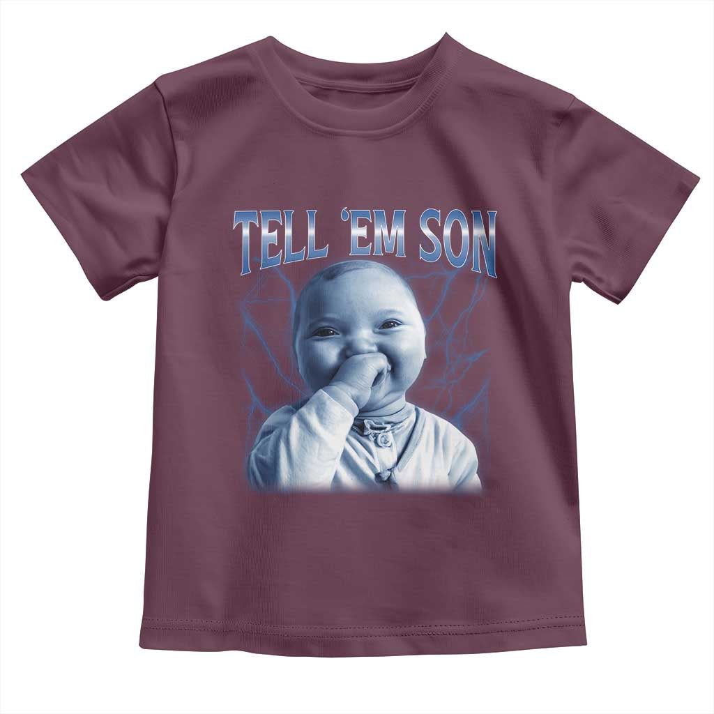 Funny Giggling Niche Baby Is Calling Toddler T Shirt Tuff Baby AI Laughing Gen Alpha Meme TS02 Maroon Print Your Wear