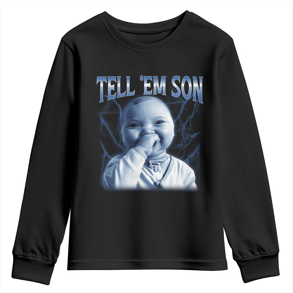 Funny Giggling Niche Baby Is Calling Youth Sweatshirt Tuff Baby AI Laughing Gen Alpha Meme TS02 Black Print Your Wear