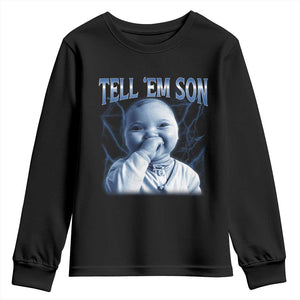 Funny Giggling Niche Baby Is Calling Youth Sweatshirt Tuff Baby AI Laughing Gen Alpha Meme TS02 Black Print Your Wear