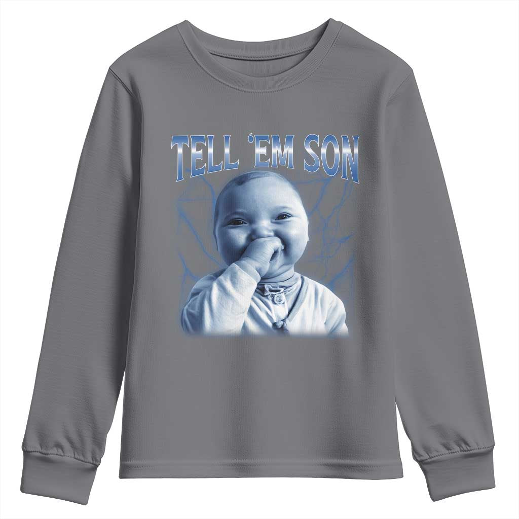 Funny Giggling Niche Baby Is Calling Youth Sweatshirt Tuff Baby AI Laughing Gen Alpha Meme TS02 Charcoal Print Your Wear