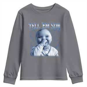 Funny Giggling Niche Baby Is Calling Youth Sweatshirt Tuff Baby AI Laughing Gen Alpha Meme TS02 Charcoal Print Your Wear