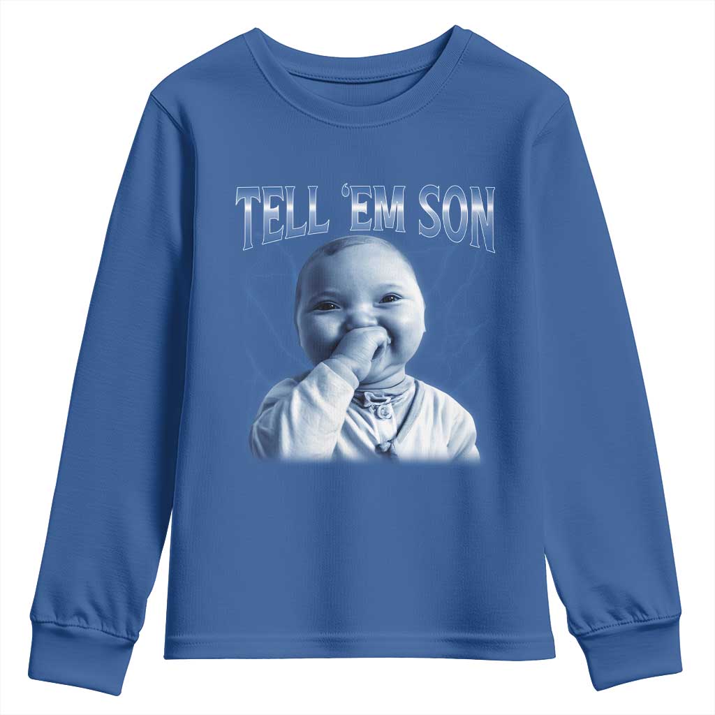 Funny Giggling Niche Baby Is Calling Youth Sweatshirt Tuff Baby AI Laughing Gen Alpha Meme TS02 Royal Blue Print Your Wear