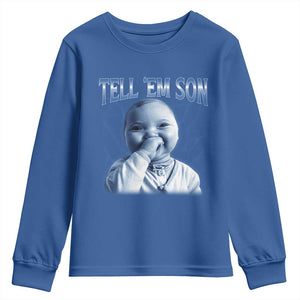 Funny Giggling Niche Baby Is Calling Youth Sweatshirt Tuff Baby AI Laughing Gen Alpha Meme TS02 Royal Blue Print Your Wear