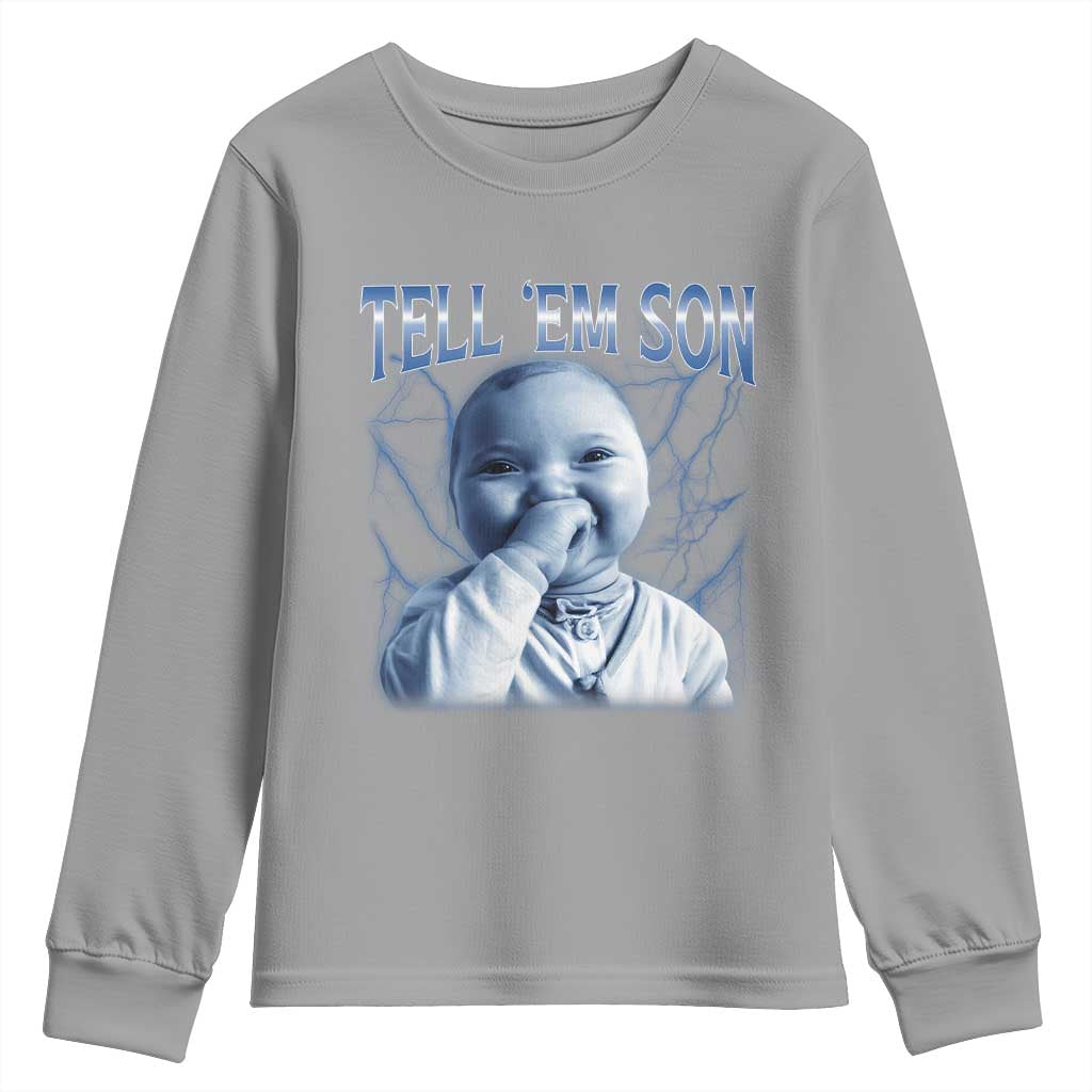 Funny Giggling Niche Baby Is Calling Youth Sweatshirt Tuff Baby AI Laughing Gen Alpha Meme TS02 Sport Gray Print Your Wear