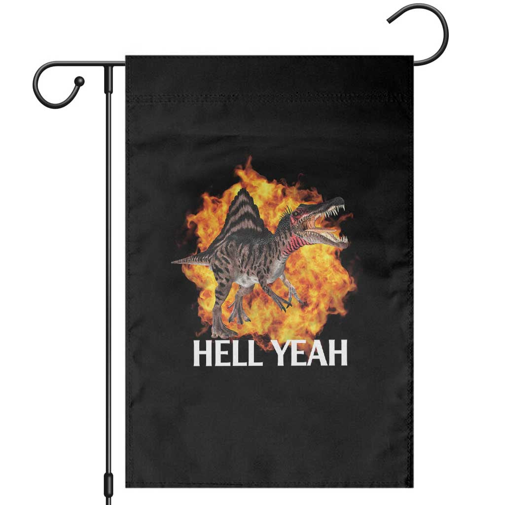 Spinosaurus Racha Explosion Hell Yeah Garden Flag Dinosaur Shrieks Meme Funny Prehistoric Fire Blast TS02 Black Print Your Wear
