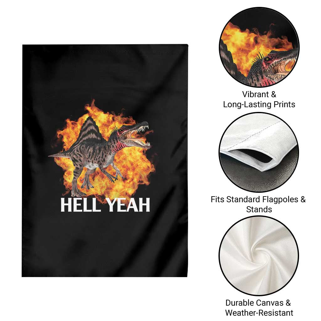 Spinosaurus Racha Explosion Hell Yeah Garden Flag Dinosaur Shrieks Meme Funny Prehistoric Fire Blast TS02 Print Your Wear