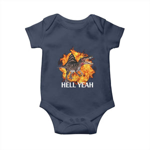 Spinosaurus Racha Explosion Hell Yeah Baby Onesie Dinosaur Shrieks Meme Funny Prehistoric Fire Blast TS02 Navy Print Your Wear