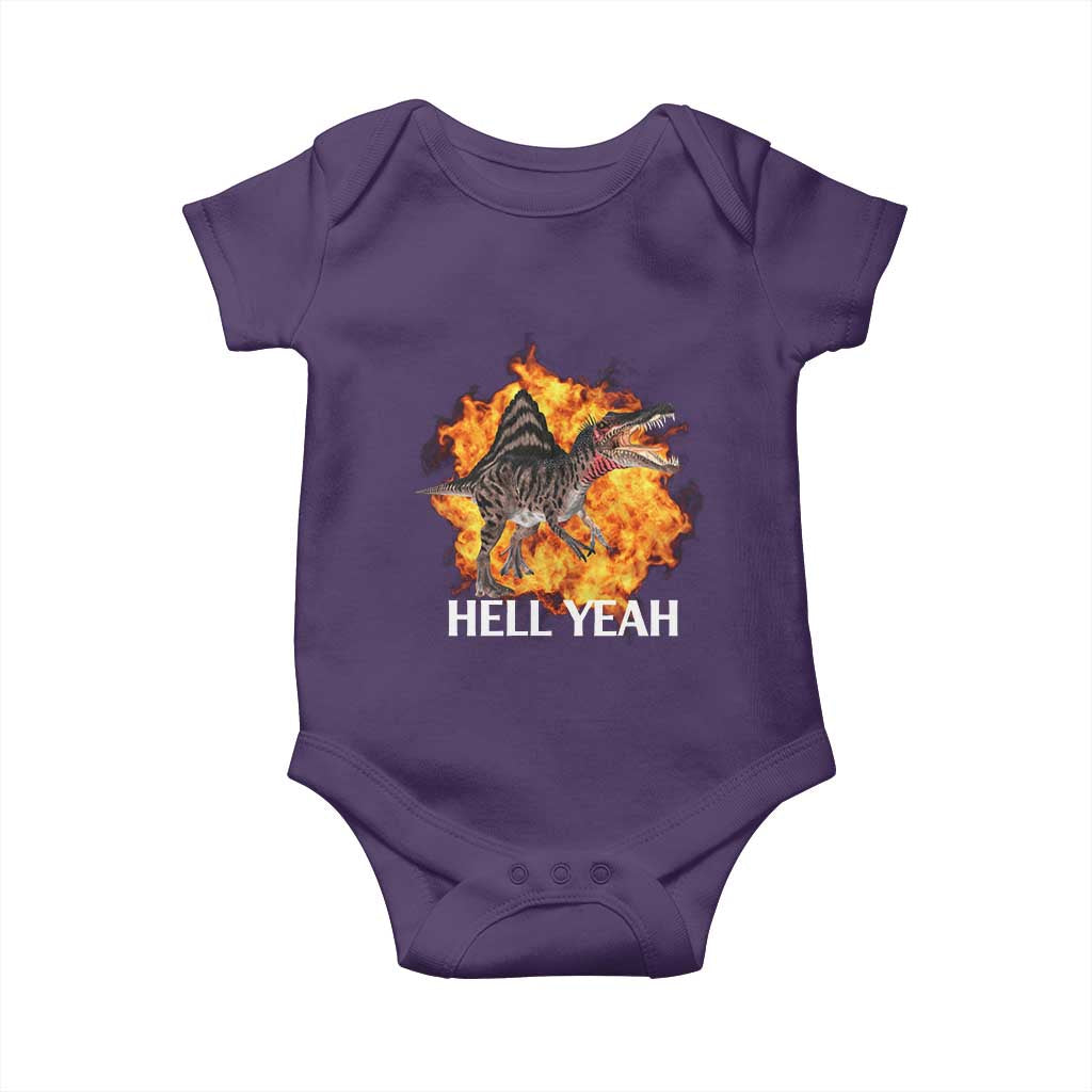 Spinosaurus Racha Explosion Hell Yeah Baby Onesie Dinosaur Shrieks Meme Funny Prehistoric Fire Blast TS02 Purple Print Your Wear