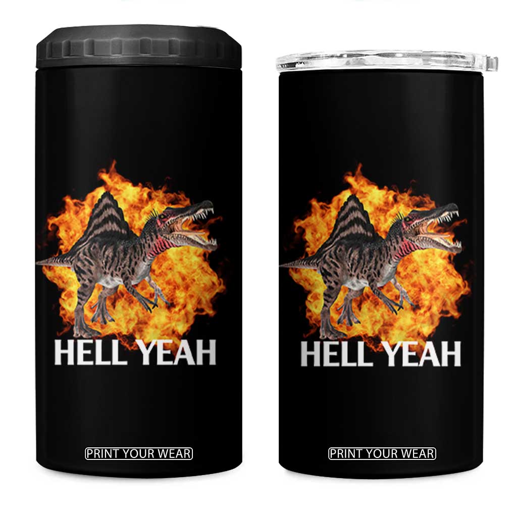 Spinosaurus Racha Explosion Hell Yeah 4 in 1 Can Cooler Tumbler Dinosaur Shrieks Meme Funny Prehistoric Fire Blast TS02 One Size: 16 oz Black Print Your Wear