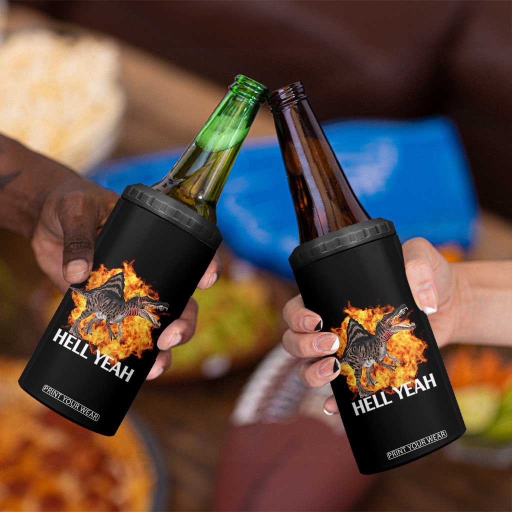 Spinosaurus Racha Explosion Hell Yeah 4 in 1 Can Cooler Tumbler Dinosaur Shrieks Meme Funny Prehistoric Fire Blast TS02 Print Your Wear