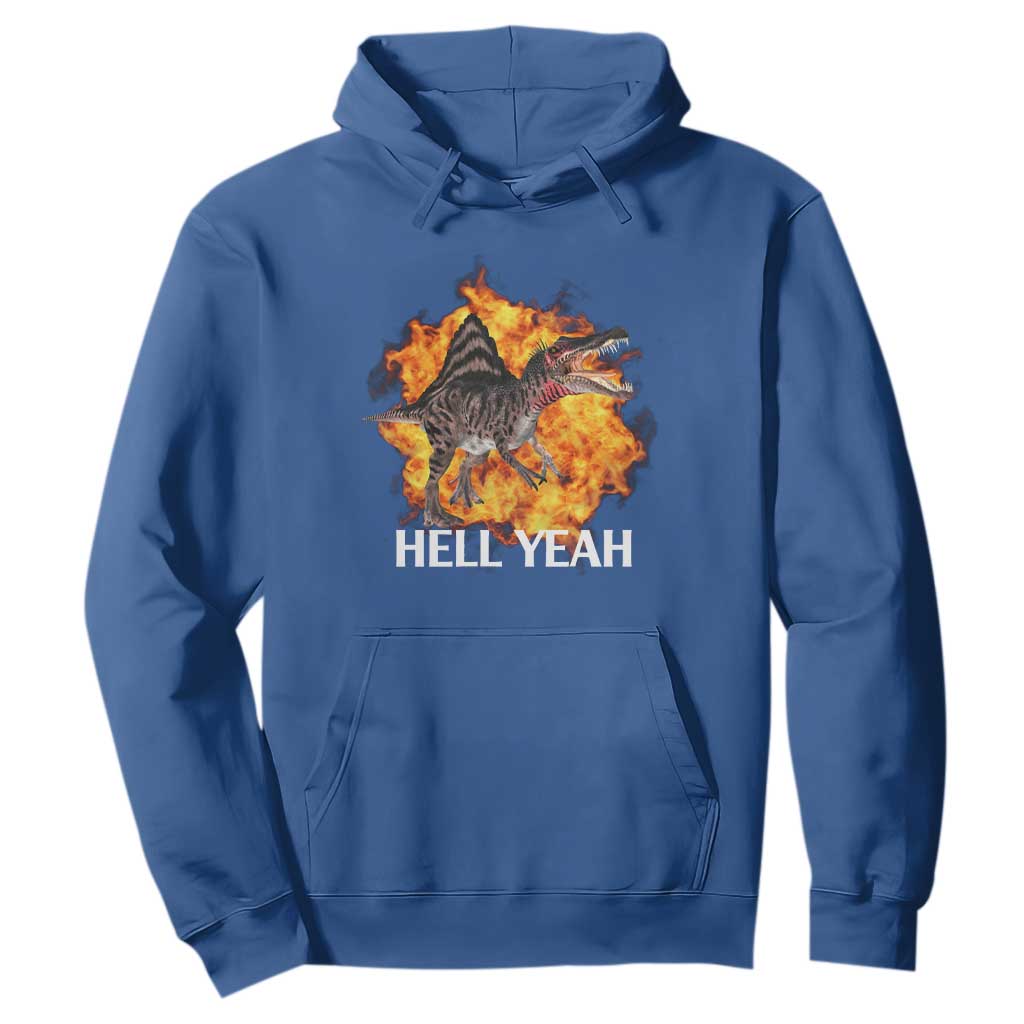 Spinosaurus Racha Explosion Hell Yeah Hoodie Dinosaur Shrieks Meme Funny Prehistoric Fire Blast TS02 Royal Blue Print Your Wear