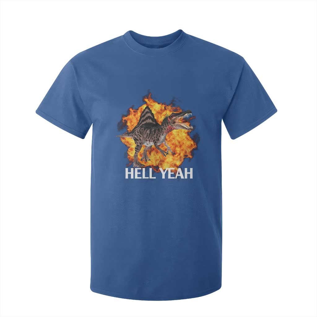 Spinosaurus Racha Explosion Hell Yeah T Shirt For Kid Dinosaur Shrieks Meme Funny Prehistoric Fire Blast TS02 Royal Blue Print Your Wear