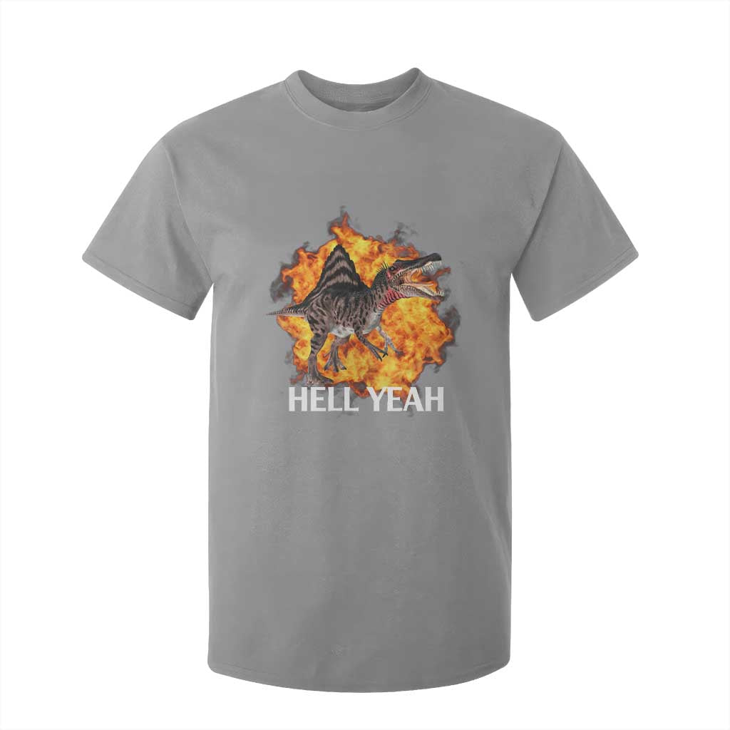 Spinosaurus Racha Explosion Hell Yeah T Shirt For Kid Dinosaur Shrieks Meme Funny Prehistoric Fire Blast TS02 Sport Gray Print Your Wear