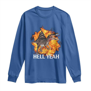 Spinosaurus Racha Explosion Hell Yeah Long Sleeve Shirt Dinosaur Shrieks Meme Funny Prehistoric Fire Blast TS02 Royal Blue Print Your Wear