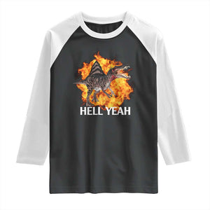 Spinosaurus Racha Explosion Hell Yeah Raglan Shirt Dinosaur Shrieks Meme Funny Prehistoric Fire Blast TS02 Black White Print Your Wear