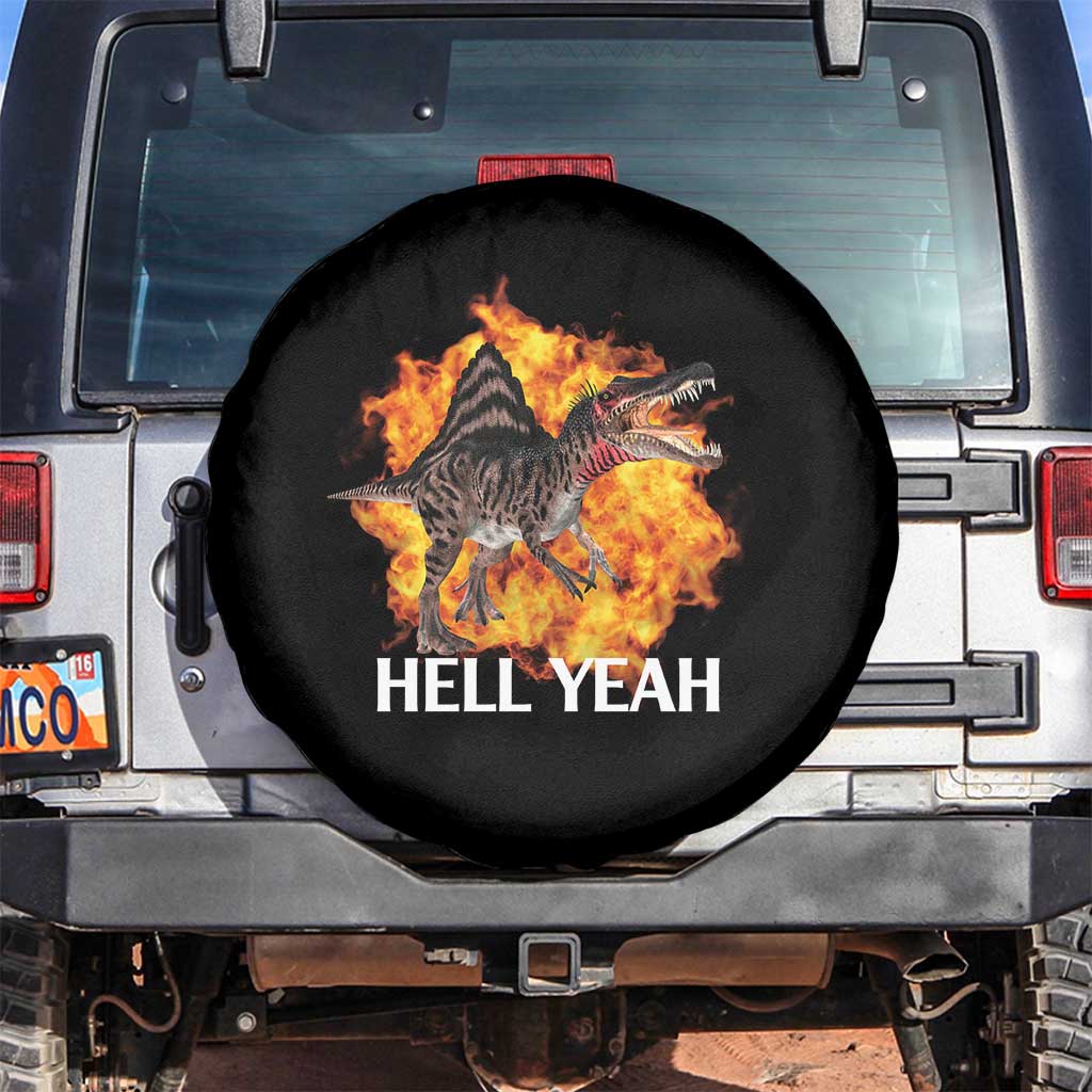 Spinosaurus Racha Explosion Hell Yeah Spare Tire Cover Dinosaur Shrieks Meme Funny Prehistoric Fire Blast TS02 No hole Black Print Your Wear