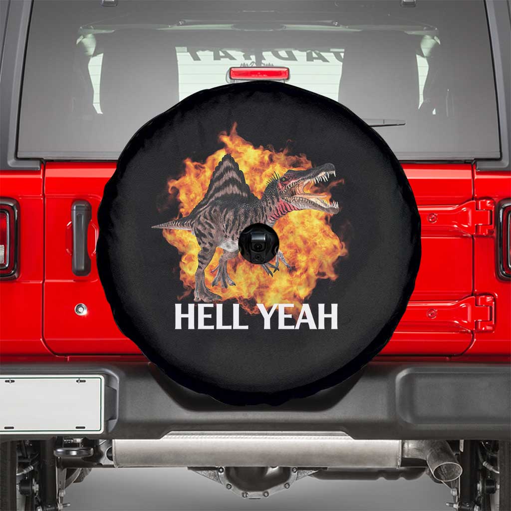 Spinosaurus Racha Explosion Hell Yeah Spare Tire Cover Dinosaur Shrieks Meme Funny Prehistoric Fire Blast TS02 Black Print Your Wear