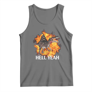 Spinosaurus Racha Explosion Hell Yeah Tank Top Dinosaur Shrieks Meme Funny Prehistoric Fire Blast TS02 Black Heather Print Your Wear