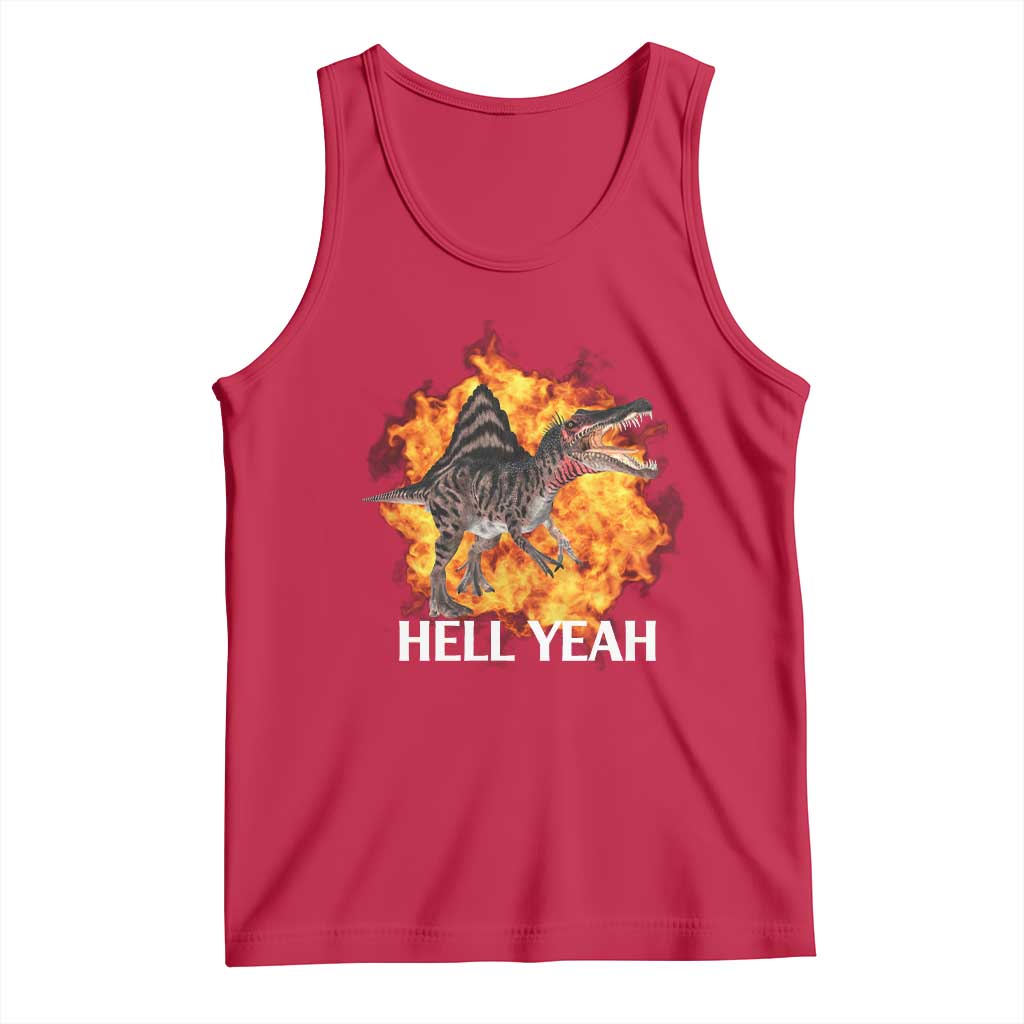 Spinosaurus Racha Explosion Hell Yeah Tank Top Dinosaur Shrieks Meme Funny Prehistoric Fire Blast TS02 Red Print Your Wear