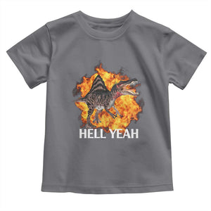 Spinosaurus Racha Explosion Hell Yeah Toddler T Shirt Dinosaur Shrieks Meme Funny Prehistoric Fire Blast TS02 Charcoal Print Your Wear