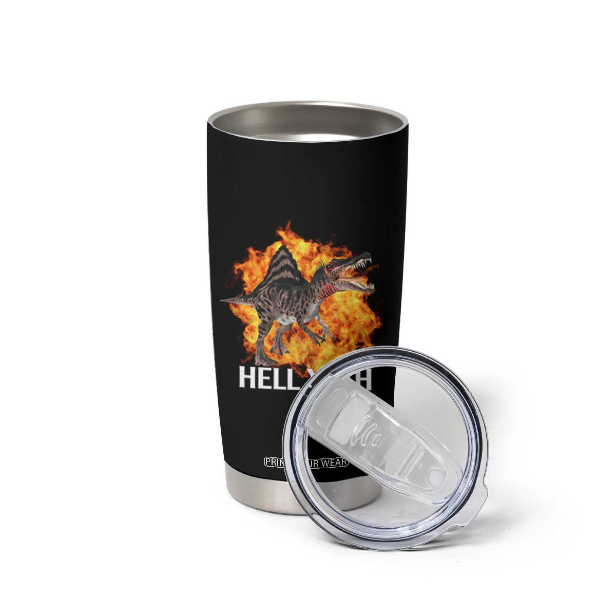Spinosaurus Racha Explosion Hell Yeah Tumbler Cup Dinosaur Shrieks Meme Funny Prehistoric Fire Blast TS02 Print Your Wear