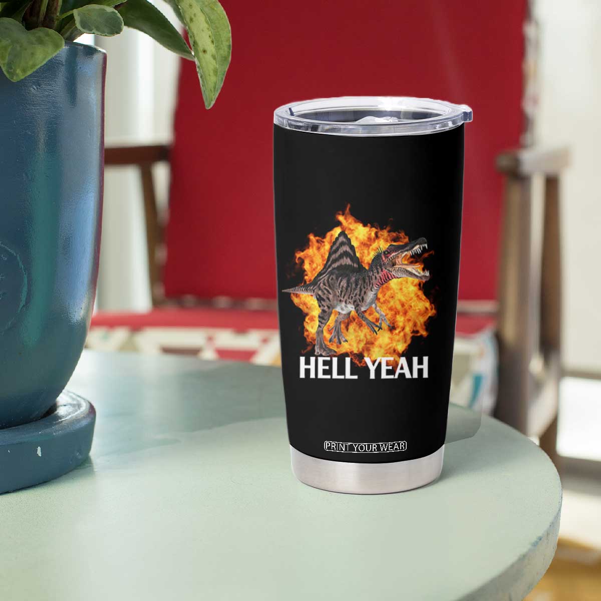 Spinosaurus Racha Explosion Hell Yeah Tumbler Cup Dinosaur Shrieks Meme Funny Prehistoric Fire Blast TS02 Print Your Wear