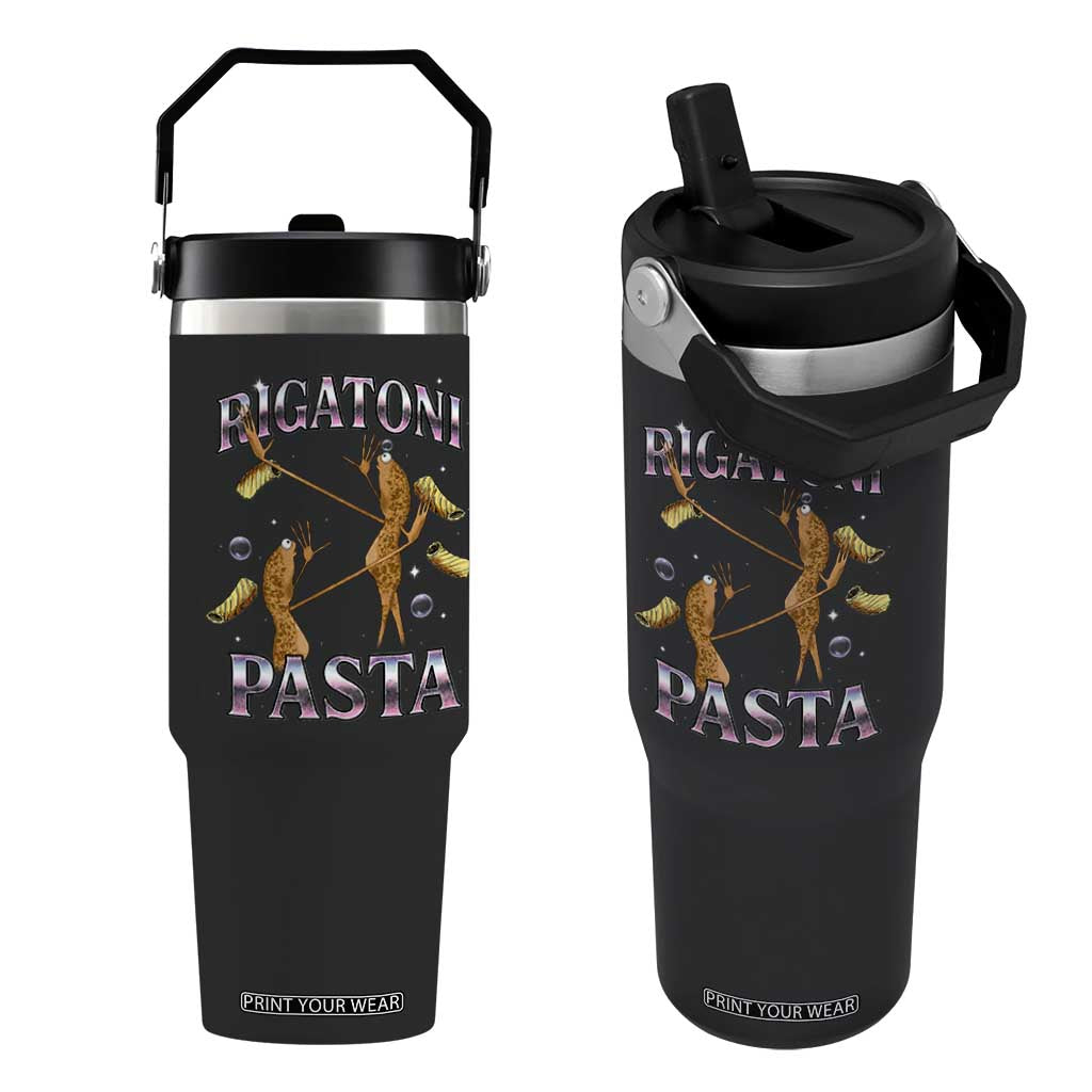 Rigatoni Pasta Lover Marcus The Worm Flip Straw Tumbler Retro 90s Bootleg Weird Meme Internet Humor TS02 One Size: 30 oz Black Print Your Wear