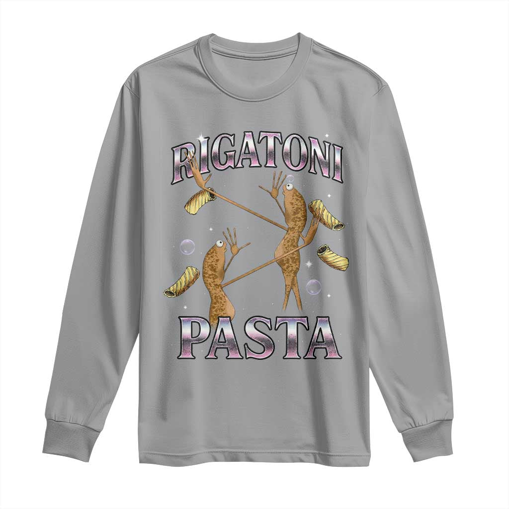 Rigatoni Pasta Lover Marcus The Worm Long Sleeve Shirt Retro 90s Bootleg Weird Meme Internet Humor TS02 Sport Gray Print Your Wear