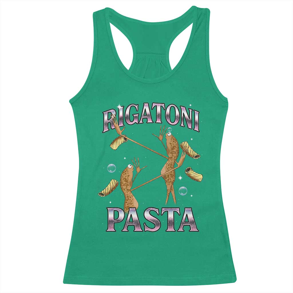 Rigatoni Pasta Lover Marcus The Worm Racerback Tank Top Retro 90s Bootleg Weird Meme Internet Humor TS02 Irish Green Print Your Wear