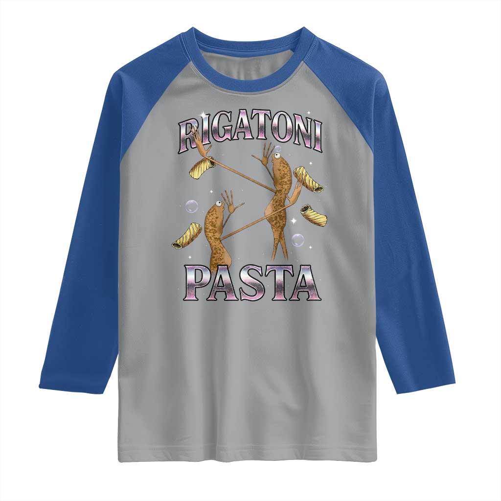 Rigatoni Pasta Lover Marcus The Worm Raglan Shirt Retro 90s Bootleg Weird Meme Internet Humor TS02 Sport Gray Royal Print Your Wear