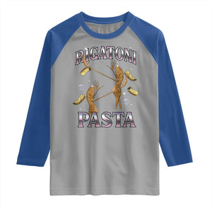 Rigatoni Pasta Lover Marcus The Worm Raglan Shirt Retro 90s Bootleg Weird Meme Internet Humor TS02 Sport Gray Royal Print Your Wear
