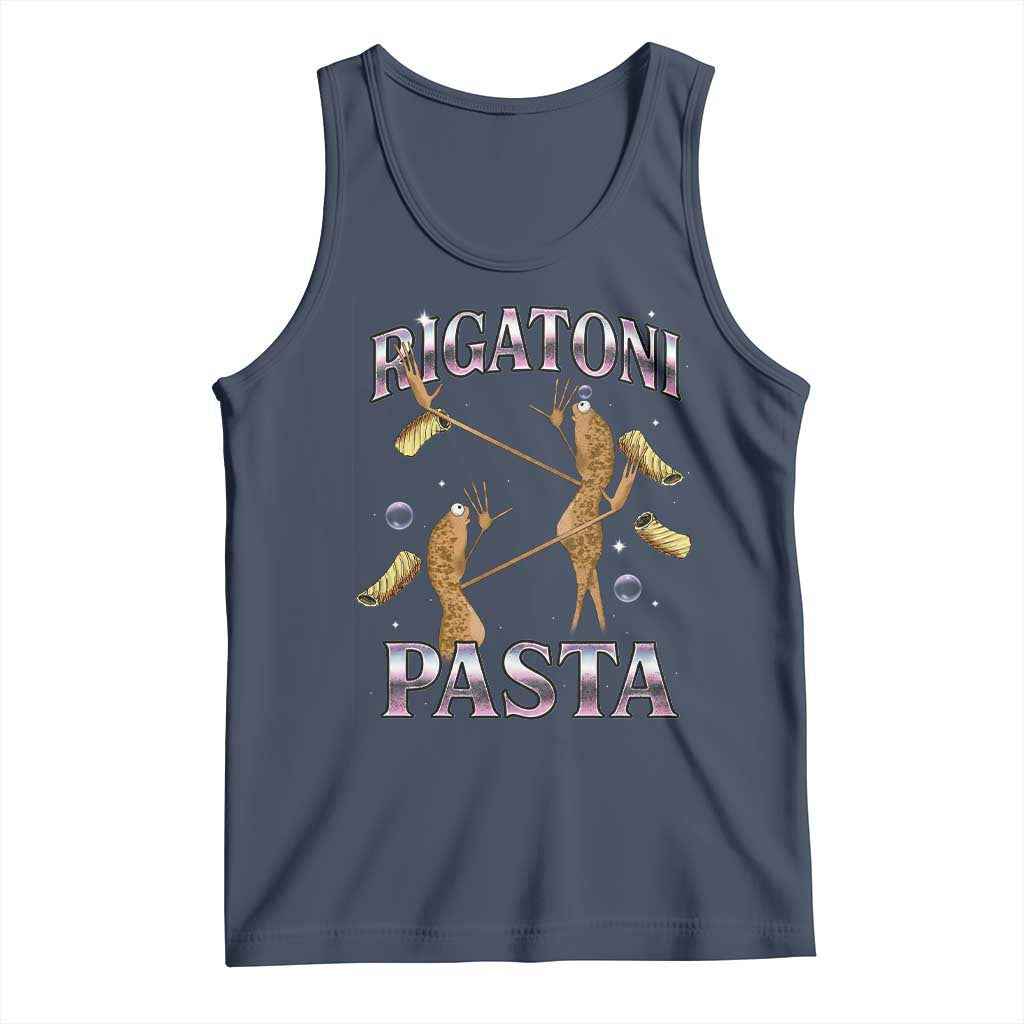 Rigatoni Pasta Lover Marcus The Worm Tank Top Retro 90s Bootleg Weird Meme Internet Humor TS02 Navy Print Your Wear