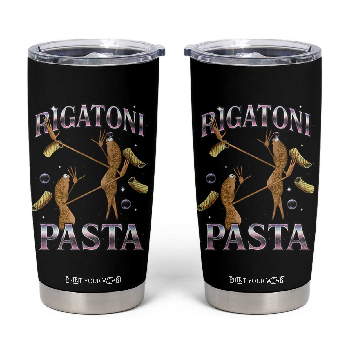 Rigatoni Pasta Lover Marcus The Worm Tumbler Cup Retro 90s Bootleg Weird Meme Internet Humor TS02 Black Print Your Wear