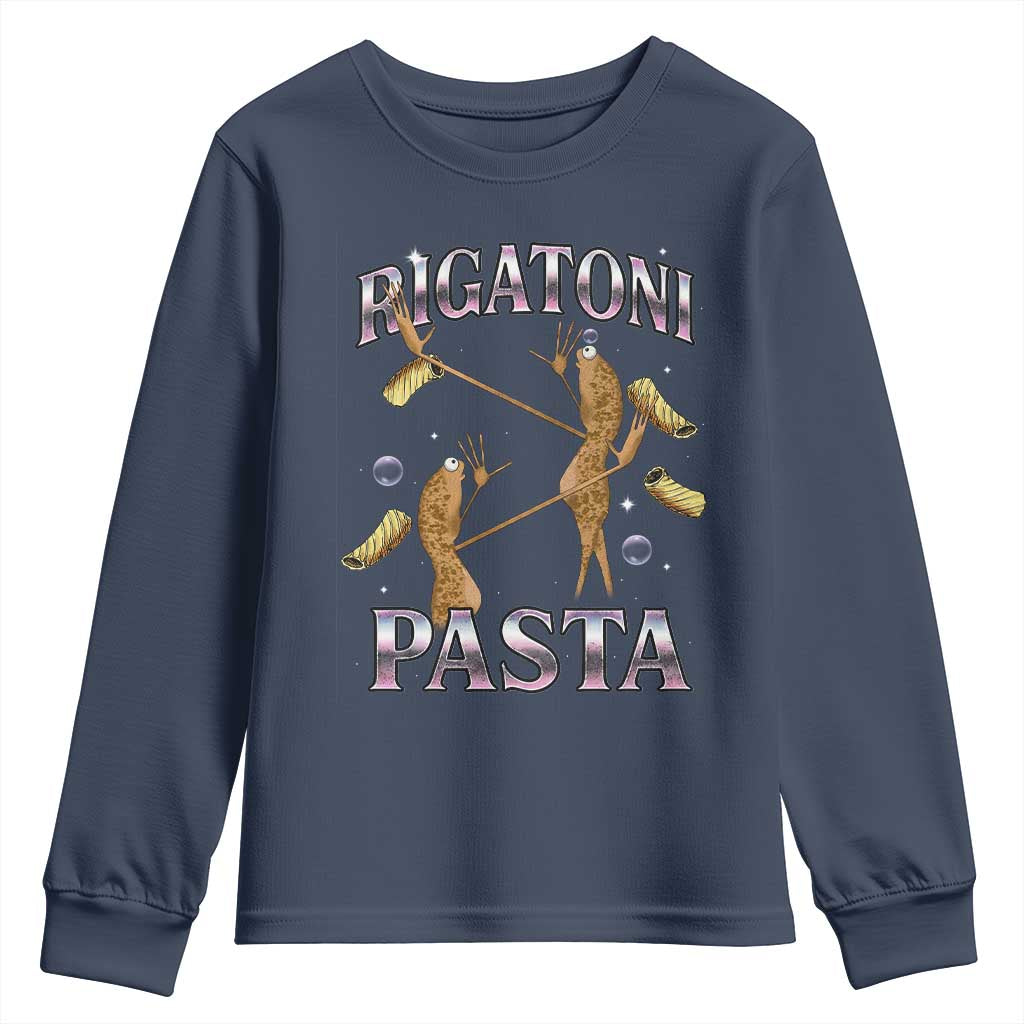 Rigatoni Pasta Lover Marcus The Worm Youth Sweatshirt Retro 90s Bootleg Weird Meme Internet Humor TS02 Navy Print Your Wear