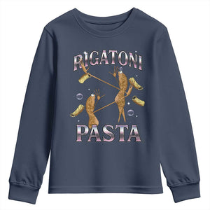 Rigatoni Pasta Lover Marcus The Worm Youth Sweatshirt Retro 90s Bootleg Weird Meme Internet Humor TS02 Navy Print Your Wear