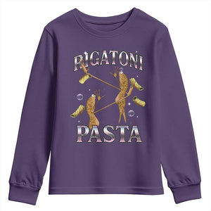 Rigatoni Pasta Lover Marcus The Worm Youth Sweatshirt Retro 90s Bootleg Weird Meme Internet Humor TS02 Purple Print Your Wear