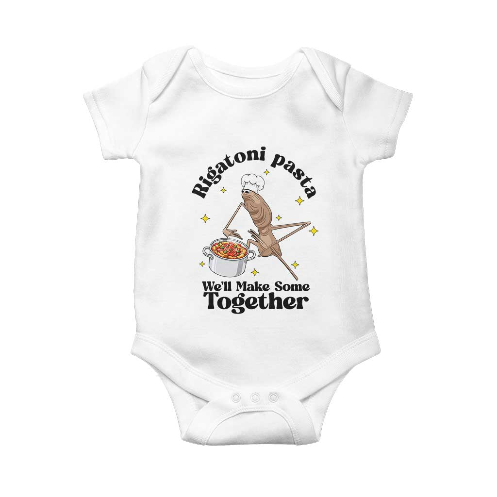 Rigatoni Pasta Chef Marcus The Worm Baby Onesie We'll Make Some Together Wholesome Weird Meme TS02 White Print Your Wear