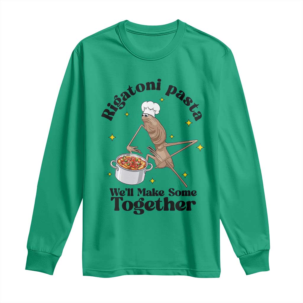 Rigatoni Pasta Chef Marcus The Worm Long Sleeve Shirt We'll Make Some Together Wholesome Weird Meme TS02 Irish Green Print Your Wear