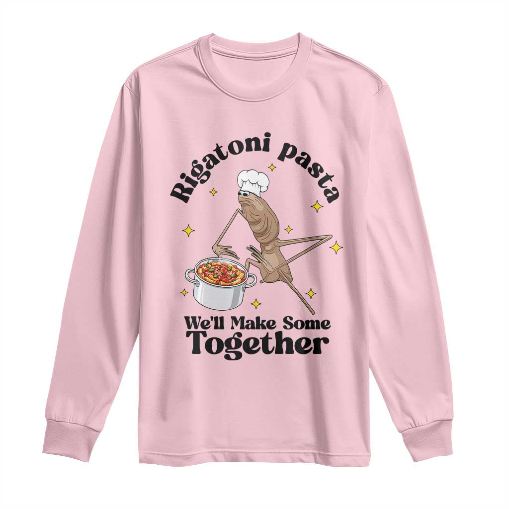Rigatoni Pasta Chef Marcus The Worm Long Sleeve Shirt We'll Make Some Together Wholesome Weird Meme TS02 Light Pink Print Your Wear