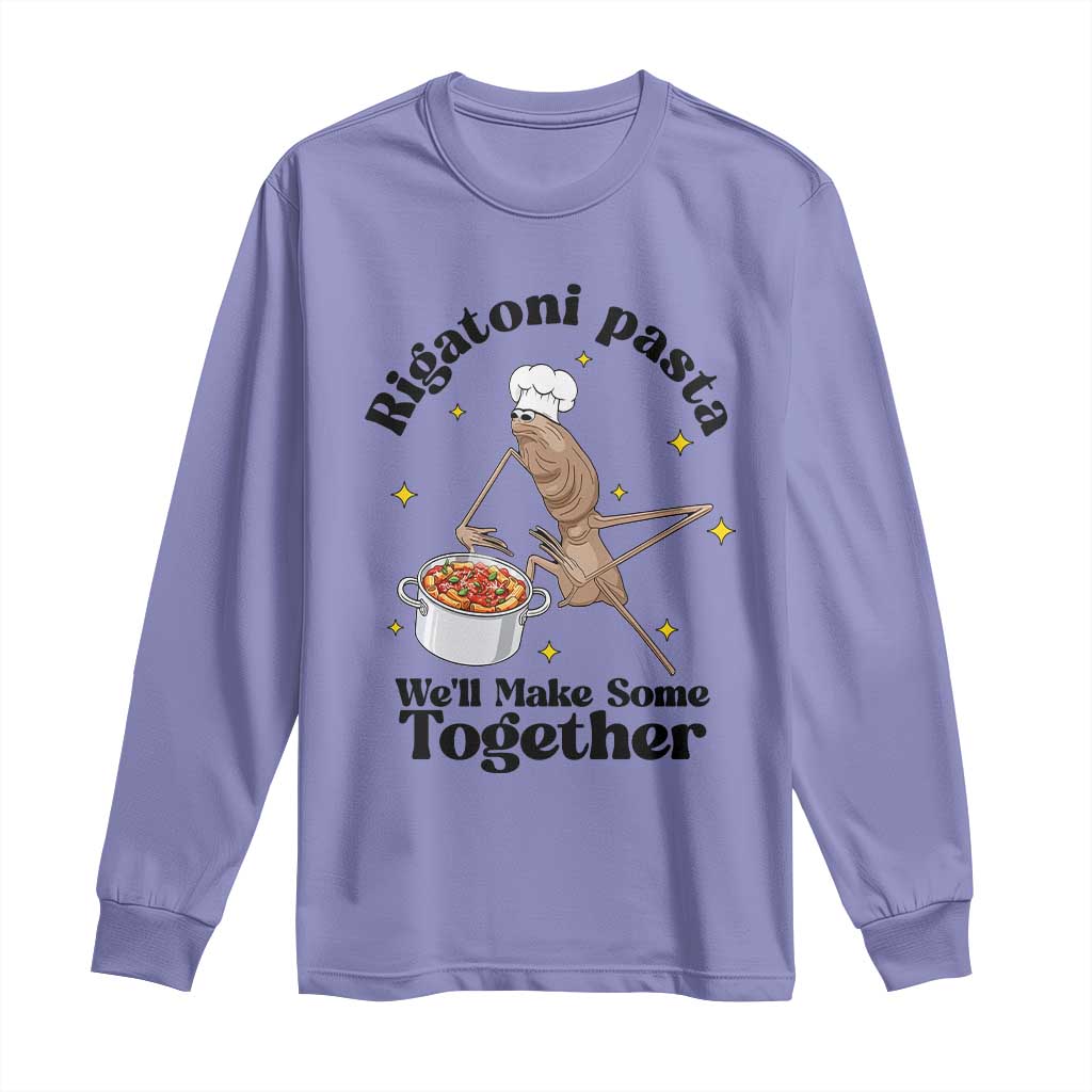Rigatoni Pasta Chef Marcus The Worm Long Sleeve Shirt We'll Make Some Together Wholesome Weird Meme TS02 Violet Print Your Wear