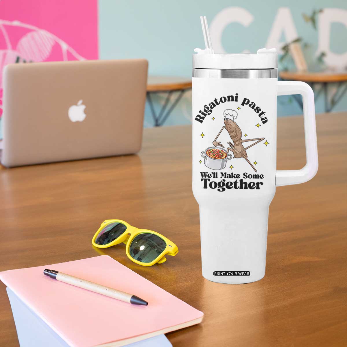 Rigatoni Pasta Chef Marcus The Worm Tumbler With Handle We'll Make Some Together Wholesome Weird Meme TS02 Print Your Wear