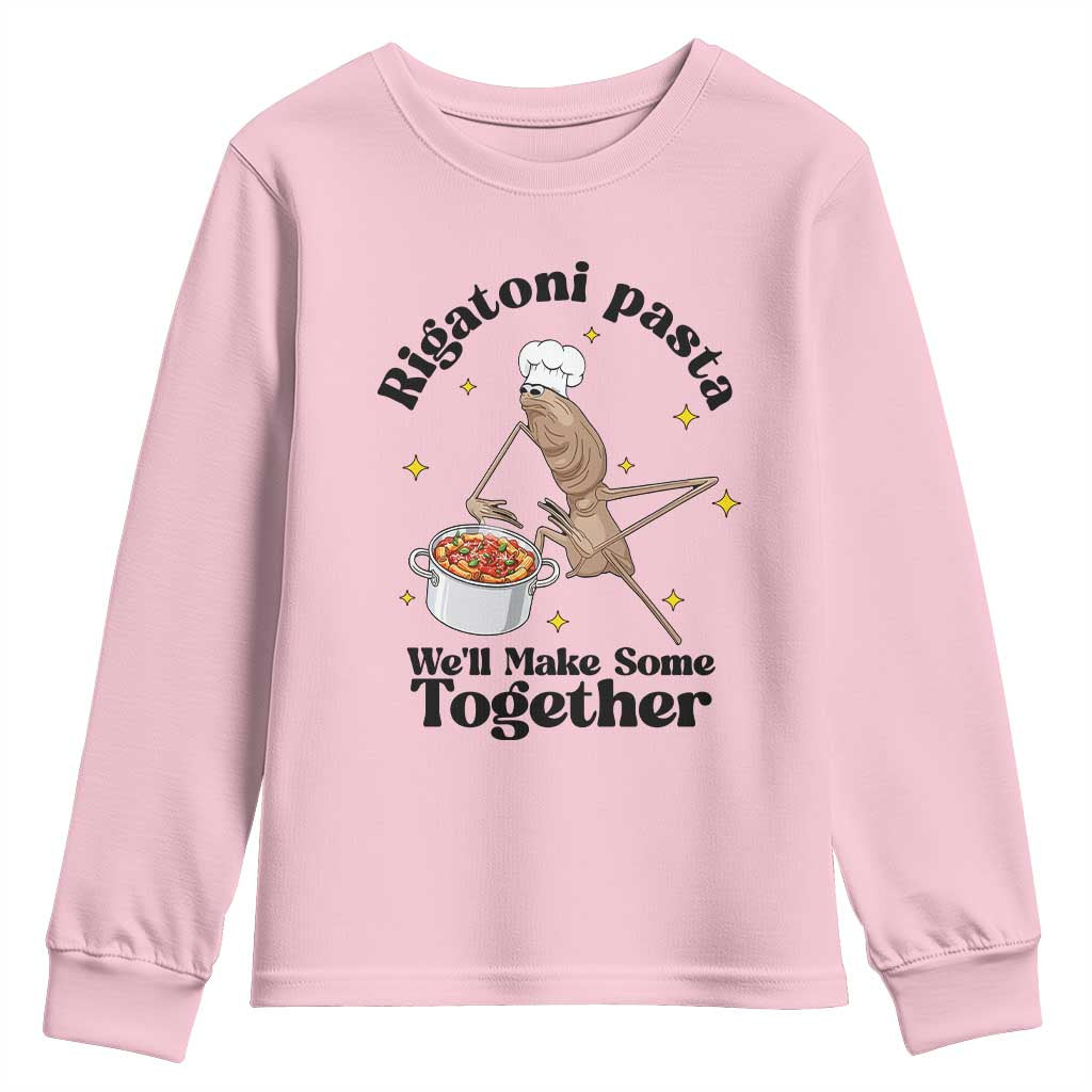 Rigatoni Pasta Chef Marcus The Worm Youth Sweatshirt We'll Make Some Together Wholesome Weird Meme TS02 Light Pink Print Your Wear