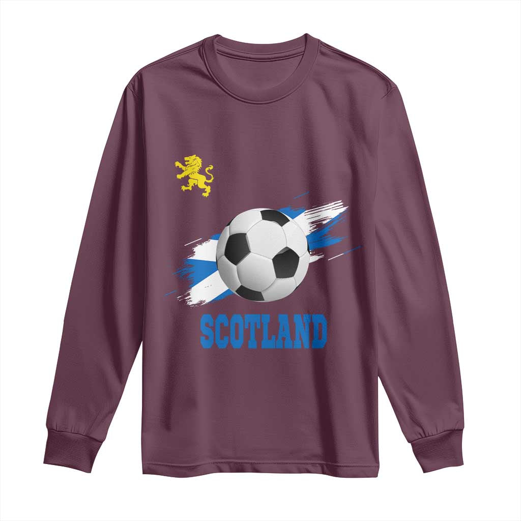 Scotland Soccer Flag Long Sleeve Shirt Scottish Football Fans Pride TS02 Maroon Print Your Wear