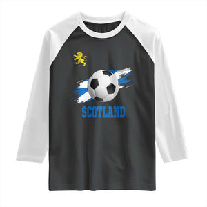 Scotland Soccer Flag Raglan Shirt Scottish Football Fans Pride TS02 Black White Print Your Wear