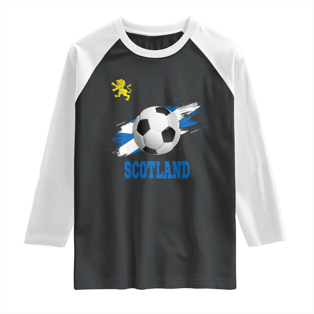 Scotland Soccer Flag Raglan Shirt Scottish Football Fans Pride TS02 Black White Print Your Wear