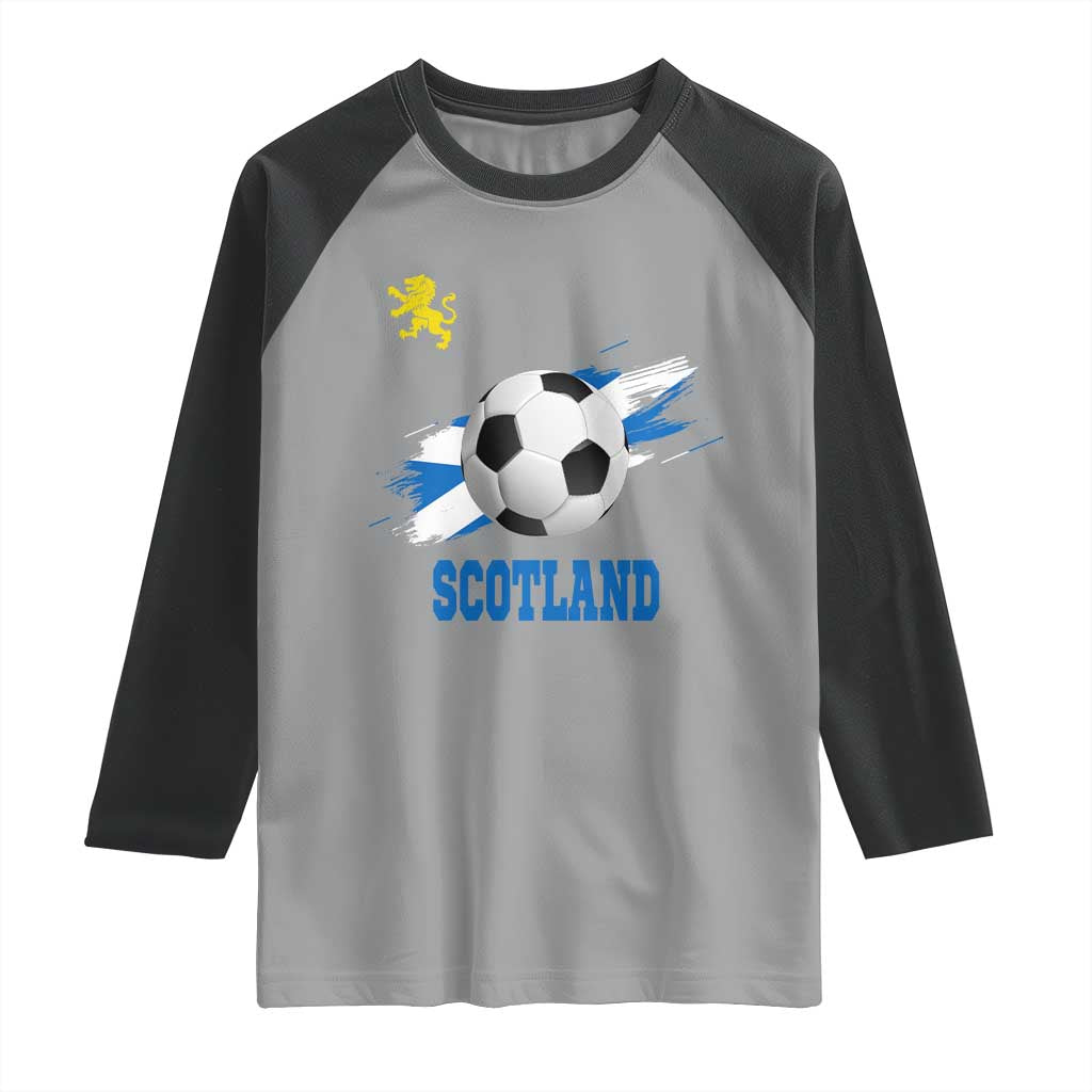 Scotland Soccer Flag Raglan Shirt Scottish Football Fans Pride TS02 Sport Gray Black Print Your Wear