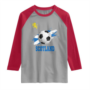 Scotland Soccer Flag Raglan Shirt Scottish Football Fans Pride TS02 Sport Gray Red Print Your Wear