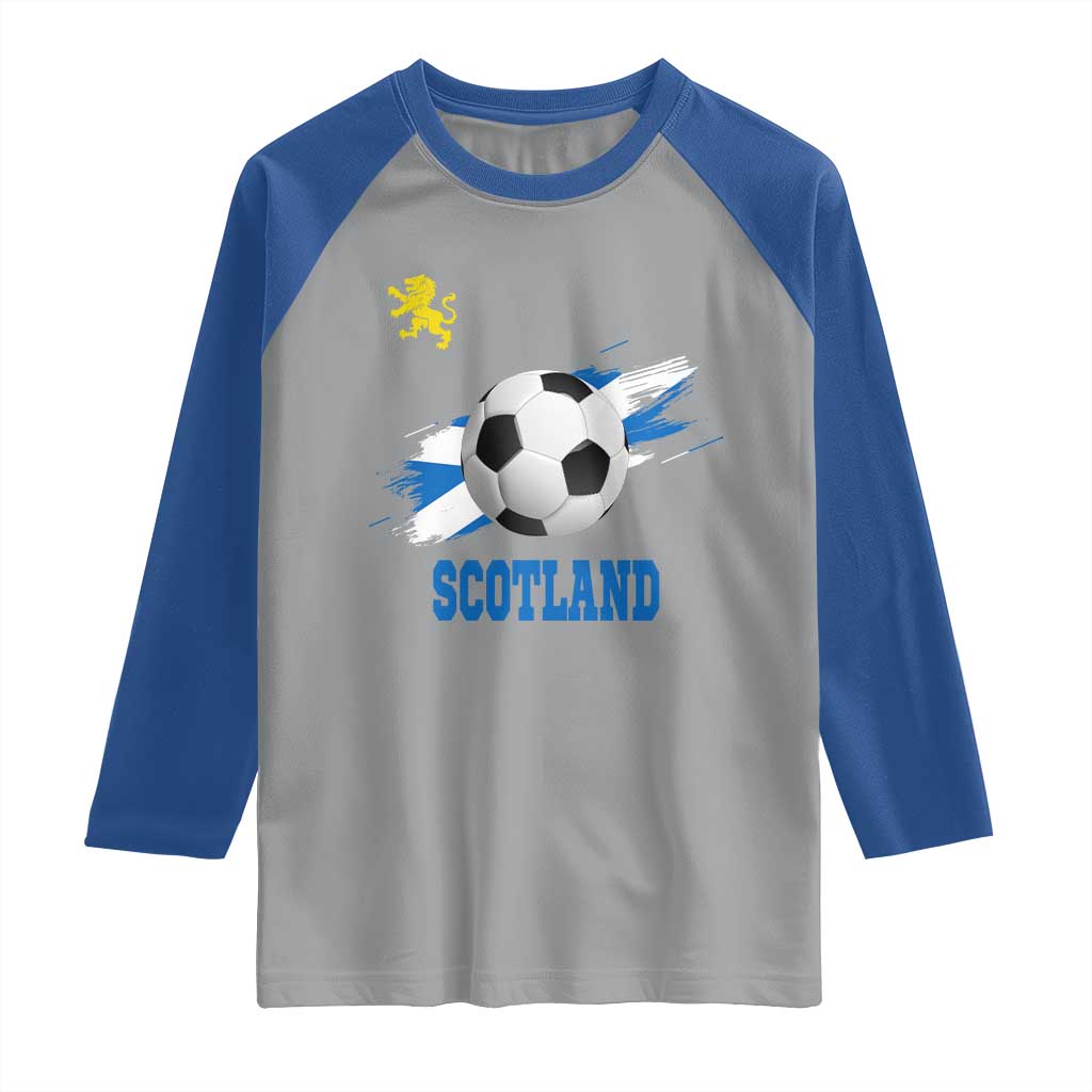 Scotland Soccer Flag Raglan Shirt Scottish Football Fans Pride TS02 Sport Gray Royal Print Your Wear